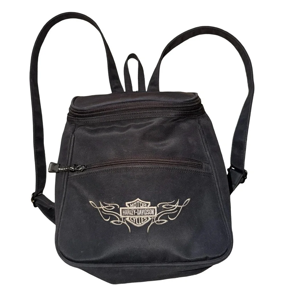 Vintage y2k Harley-Davidson mini backpack with HD logo. black